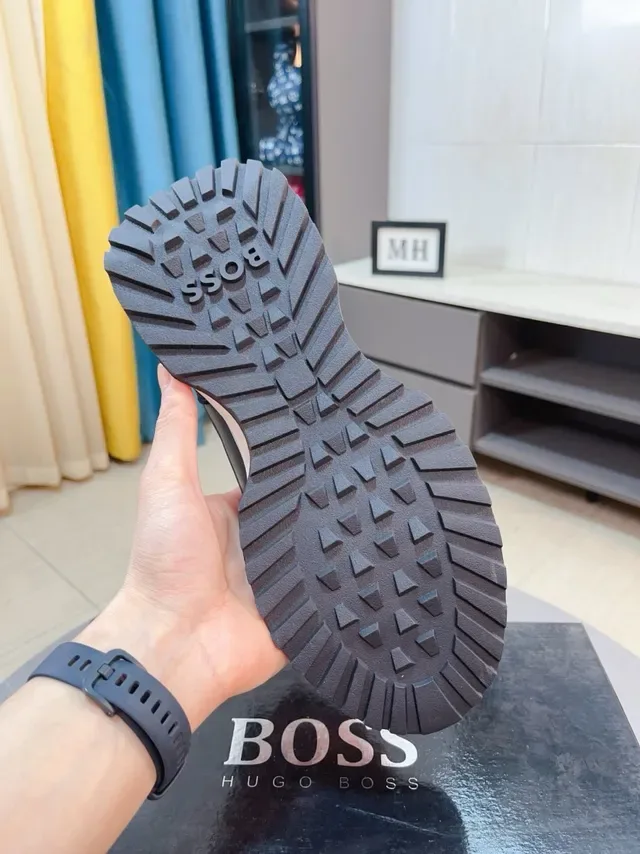 Hugo Boss Black White Mesh And Suede Upper Platform Midsole Lifestyle Sneakers 9
