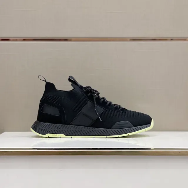 Hugo Boss Sneakers Noires et Jaunes avec partie supérieure en maille et texture ribbed 9