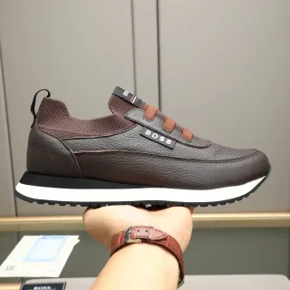 Hugo Boss Zapatillas Lifestyle Slip-On de Cuero Pebble Marrón