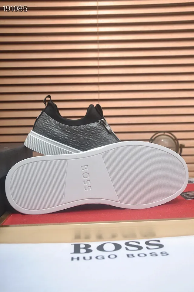 Hugo Boss Cinza Preto sem cadarços slip-on logo embossado superior lifestyle sneakers 2