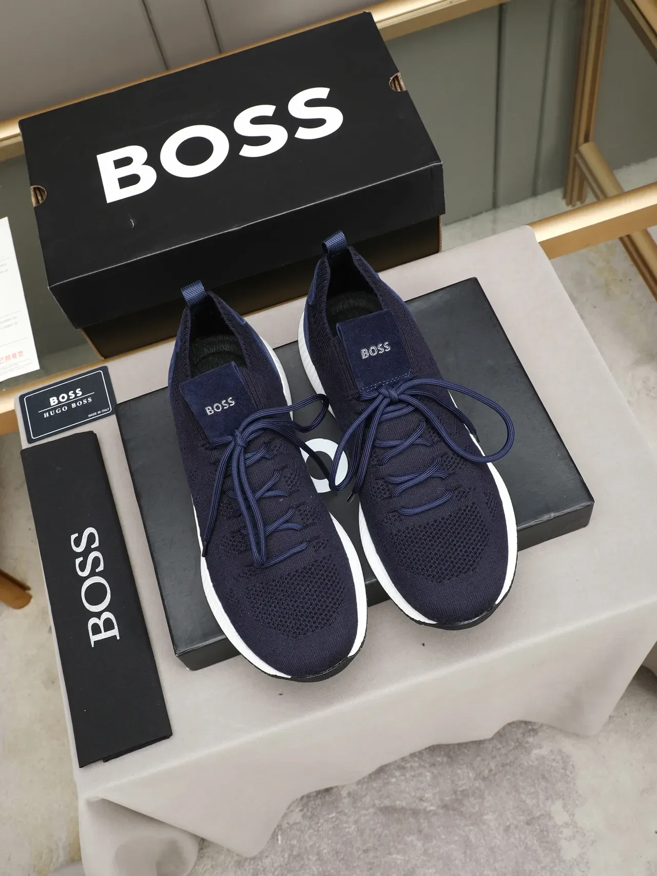 Hugo Boss किनिट अपर सुड हील नेवी लाइफस्टाइल स्नीकर्स 2