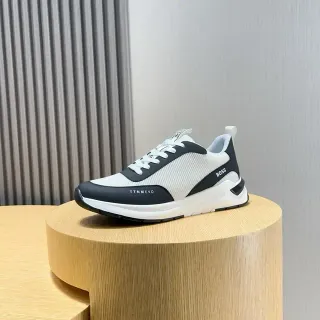 Hugo Boss Lifestyle 白色和黑色网面和合成鞋面运动鞋