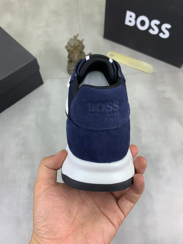 Hugo Boss Navy Suede and Synthetic Lifestyle Sneaker 4