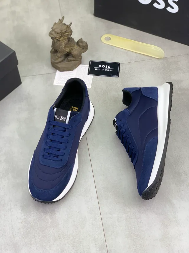 Hugo Boss Navy Suede and Synthetic Lifestyle Sneaker 5