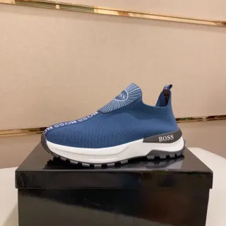 Hugo Boss 海军蓝白色一脚穿针织鞋面雕塑中底生活方式运动鞋