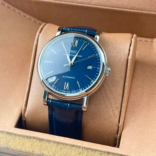 IWC Portugieser Relógio mecânico de esfera azul automático 2