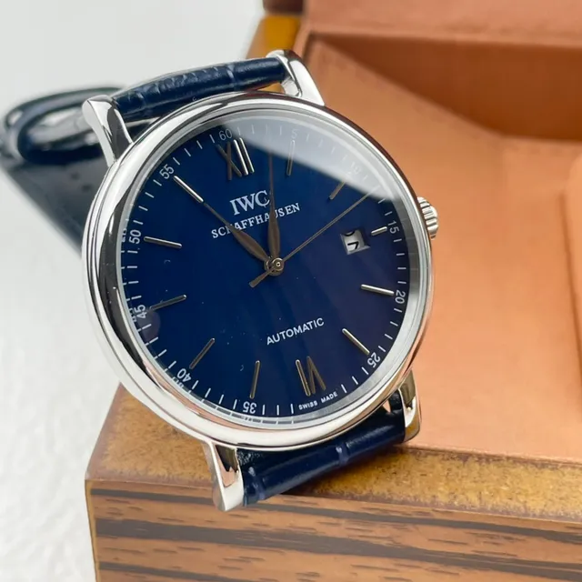 IWC Portugieser Relógio mecânico de esfera azul automático 3