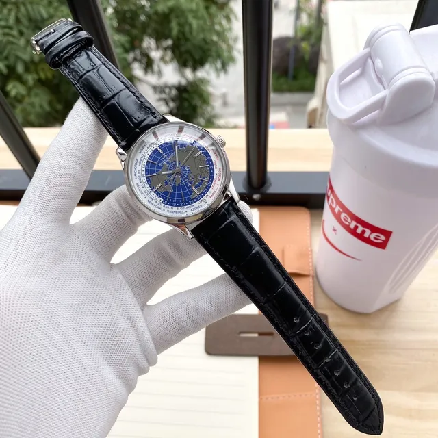 Jaeger-LeCoultre Geophysic Universal Time Ouro Rosa Mapa do Mundo Azul Relógio Mecânico 6