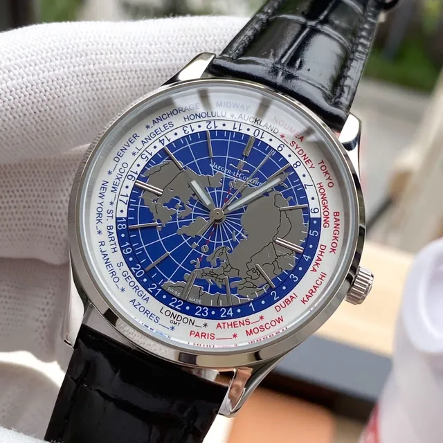 Jaeger-LeCoultre Geophysic Universal Time Ouro Rosa Mapa do Mundo Azul Relógio Mecânico 7
