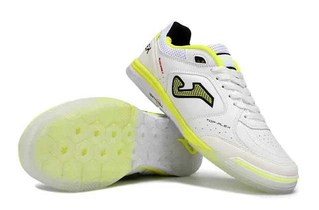 Joma Flex Piel White Neon Yellow Indoor Soccer Shoes 3