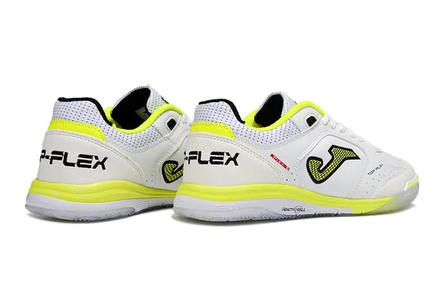 Joma Flex Piel White Neon Yellow Indoor Soccer Shoes 4
