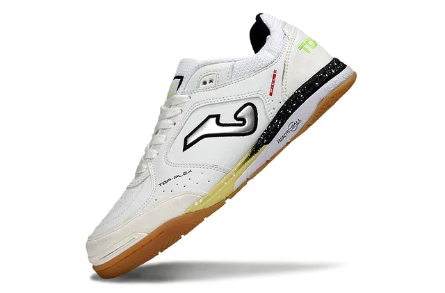 Joma Top-Plex Branco Preto Verde Neón Sapatos de Futebol Indoor 3