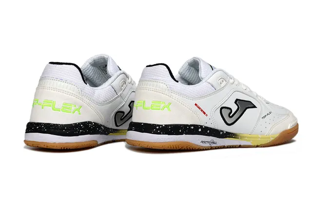 Joma Top-Plex Branco Preto Verde Neón Sapatos de Futebol Indoor 5