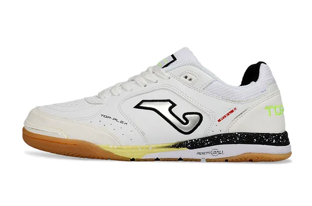 Joma Top-Plex Branco Preto Verde Neón Sapatos de Futebol Indoor 6