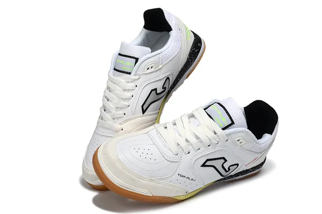 Joma Top-Plex Branco Preto Verde Neón Sapatos de Futebol Indoor 7