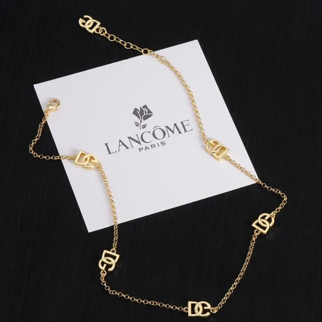 Lancôme Gold Chain Interlocking Logo Charms Bracelet 4