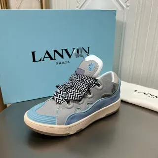 Lanvin Gray and Blue Cutout Panel Sneaker