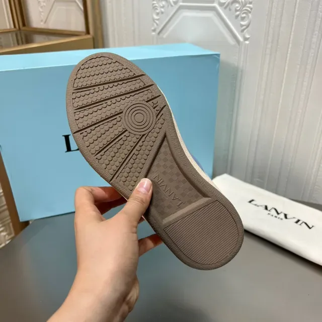 Lanvin حذاء رياضي رمادي وأزرق بألواح مقطوعة 2
