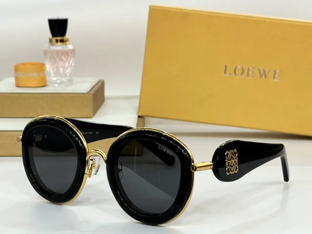 Loewe Anagram Black Burgundy Oversized Round Frame Dual-Tone Acetate Sunglasses 8
