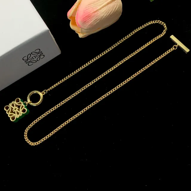 Loewe Anagram collar dorado cadena curb nudo colgante collar 5