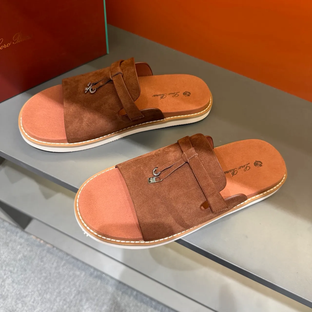 Loewe Slide Noir Beige Daim Supérieur Nœud Papillon Bretelle Chaussons 2