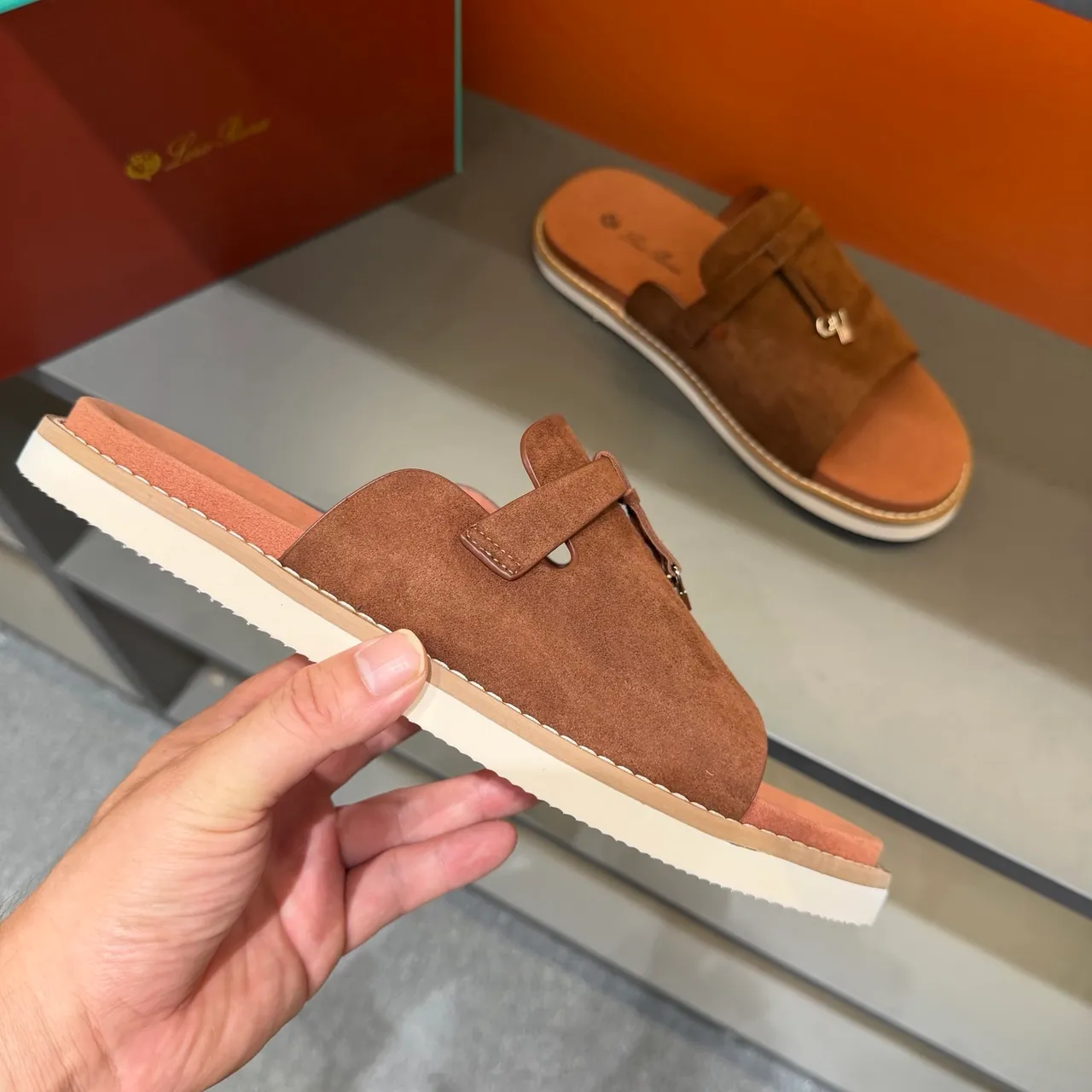 Loewe Slide Noir Beige Daim Supérieur Nœud Papillon Bretelle Chaussons 6