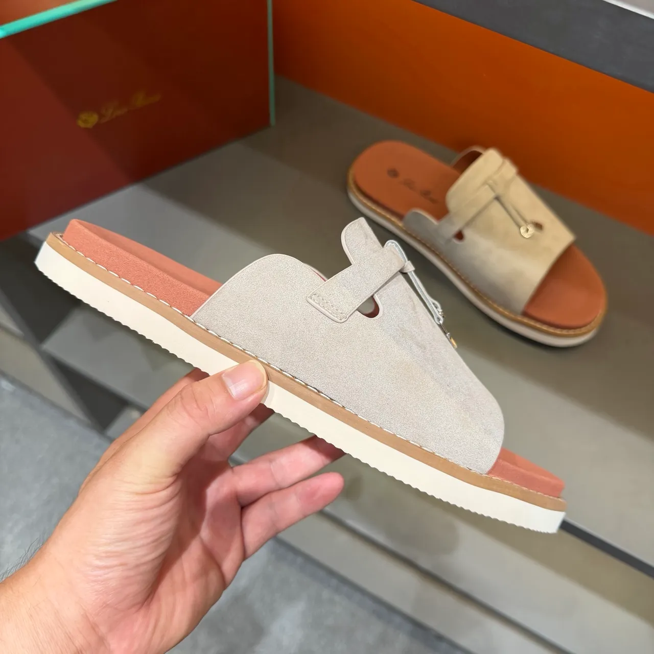 Loewe Slide Noir Beige Daim Supérieur Nœud Papillon Bretelle Chaussons 8