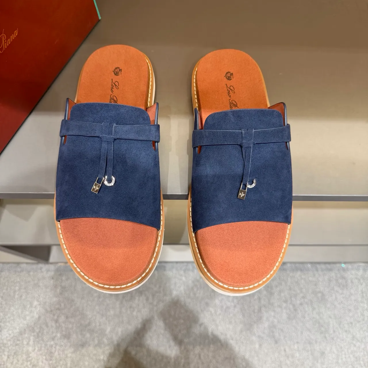 Loewe Slide Noir Beige Daim Supérieur Nœud Papillon Bretelle Chaussons 13