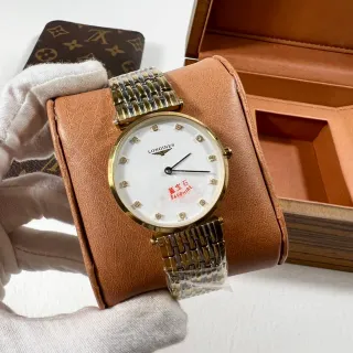 Longines Gold White Round Case Two-Tone Bracelet Quartz Watch