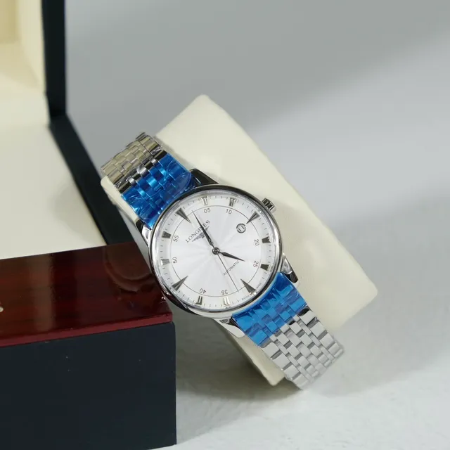 Longines Silver White Stainless Steel Case Sunburst Dial Mechanical Watch 3