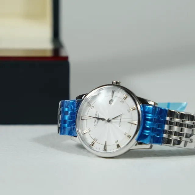 Longines Silver White Stainless Steel Case Sunburst Dial Mechanical Watch 5