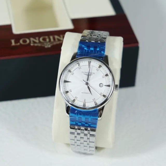 Longines Silver White Stainless Steel Case Sunburst Dial Mechanical Watch 6