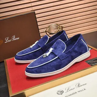 Loro Piana 海军白色麂皮贴边乐福鞋