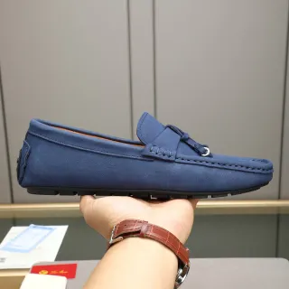 Loro Piana Caminhada de Verão Azul Marinho Mocassim de Camurça