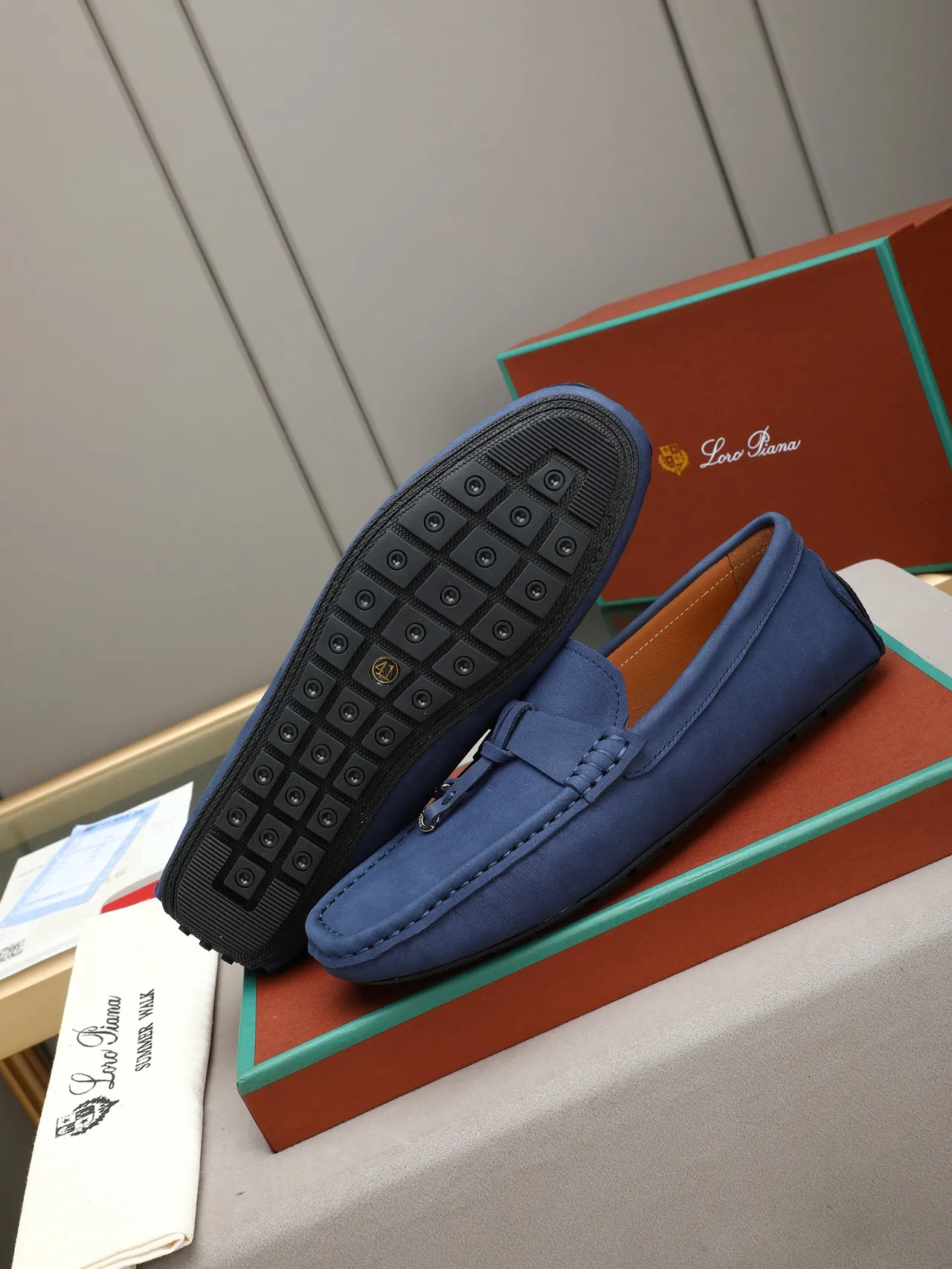 Loro Piana Summer Walk Navy Suede Loafer 4