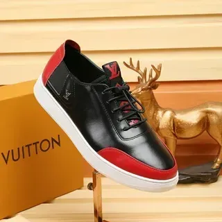 Louis Vuitton 黑色和红色皮革生活方式运动鞋