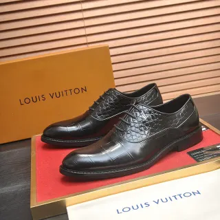 Louis Vuitton Chaussures Oxford à embout cap crocodile noir embossé