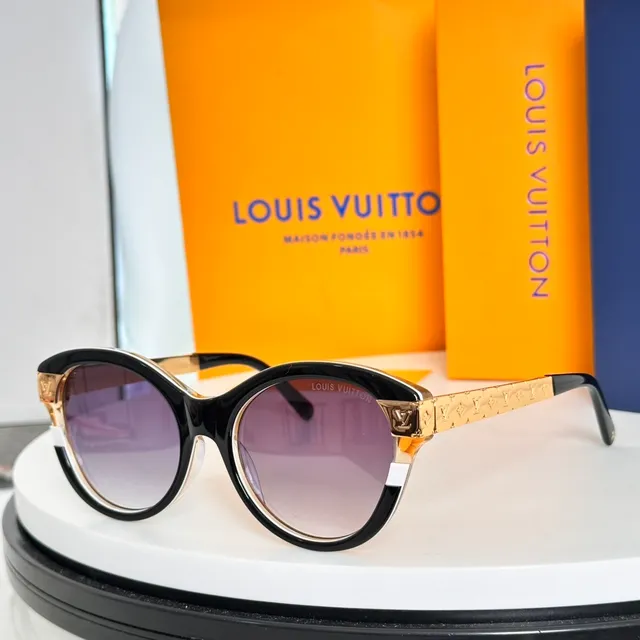Louis Vuitton نظارات شمسية أسود ذهبي سيليويت عيون القطة أكسنت لوحة LV 4