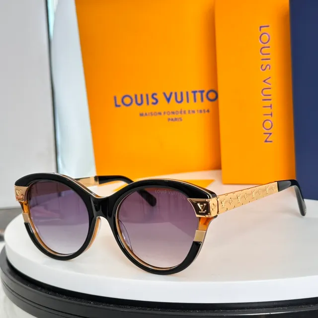 Louis Vuitton نظارات شمسية أسود ذهبي سيليويت عيون القطة أكسنت لوحة LV 5