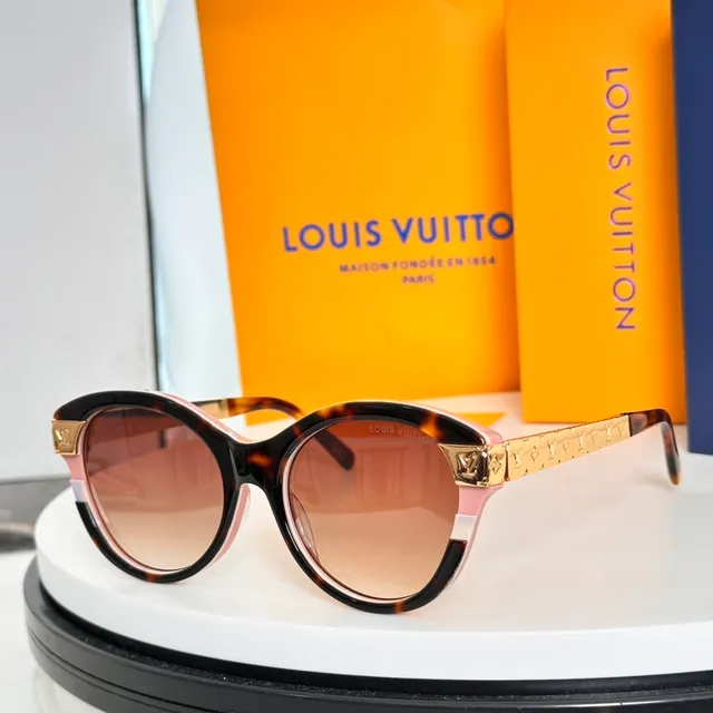 Louis Vuitton نظارات شمسية أسود ذهبي سيليويت عيون القطة أكسنت لوحة LV 6