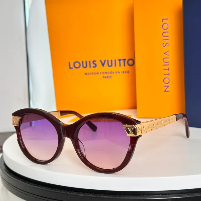 Louis Vuitton نظارات شمسية أسود ذهبي سيليويت عيون القطة أكسنت لوحة LV 9