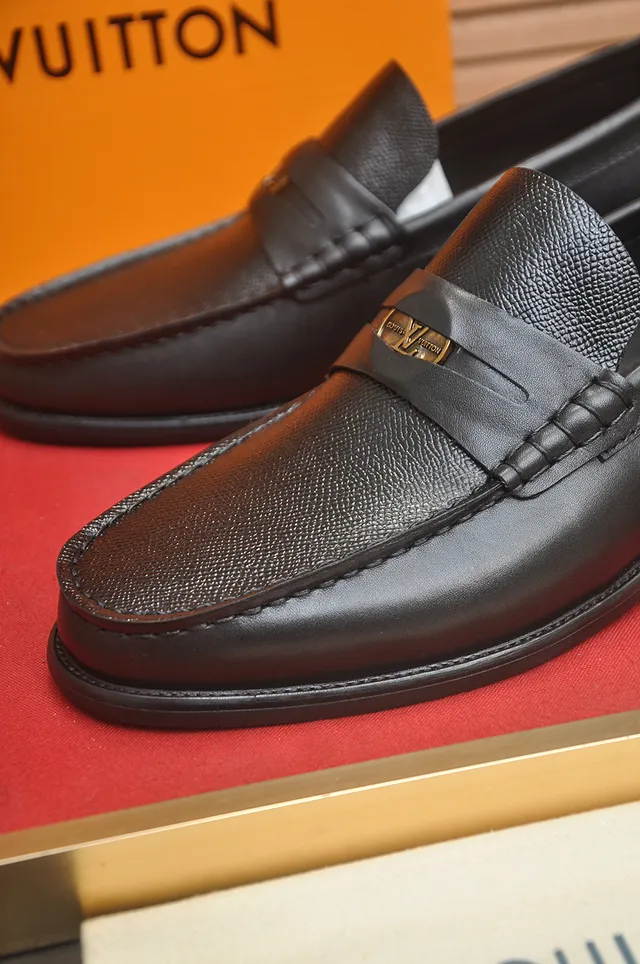Louis Vuitton Black Gold Leather Penny Loafer 2