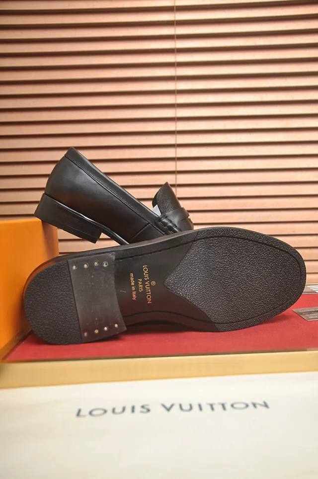 Louis Vuitton Black Gold Leather Penny Loafer 3