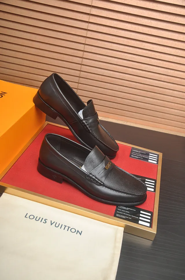 Louis Vuitton Black Gold Leather Penny Loafer 4