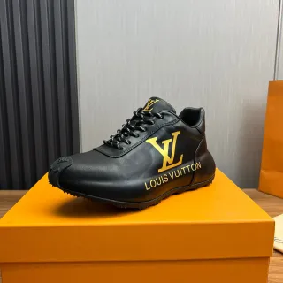 Louis Vuitton Sneakers Negro Dorado Cuero Superior Monograma Estilo de Vida