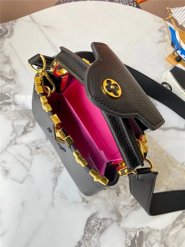 Louis Vuitton কালো গোল্ড স্ট্রাকচার্ড টপ-হ্যান্ডেল পেবল্ড লেদার হ্যান্ডব্যাগ 3