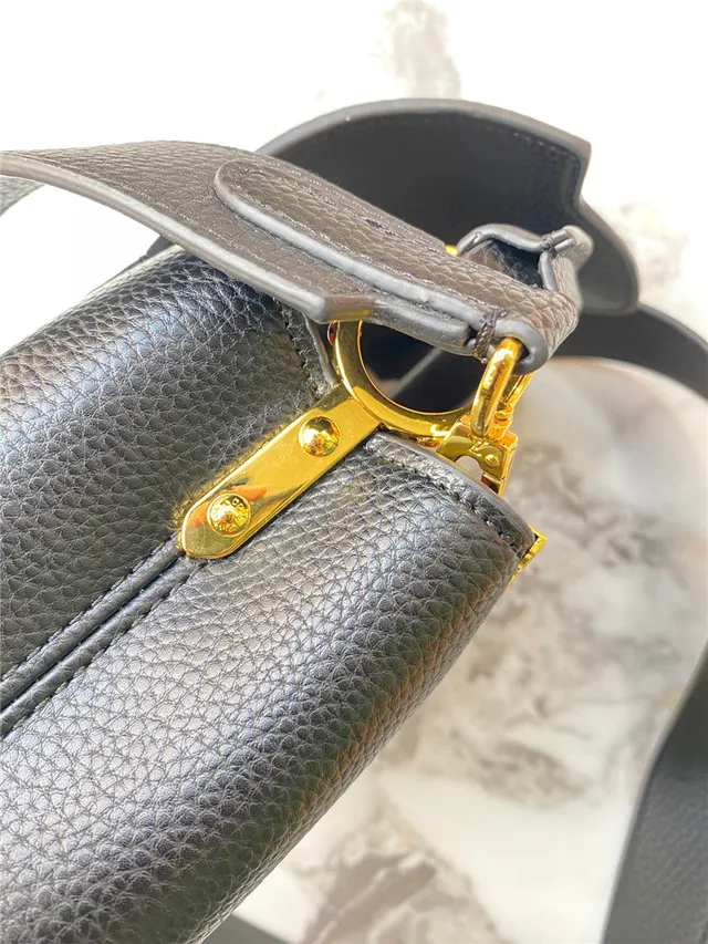 Louis Vuitton কালো গোল্ড স্ট্রাকচার্ড টপ-হ্যান্ডেল পেবল্ড লেদার হ্যান্ডব্যাগ 4