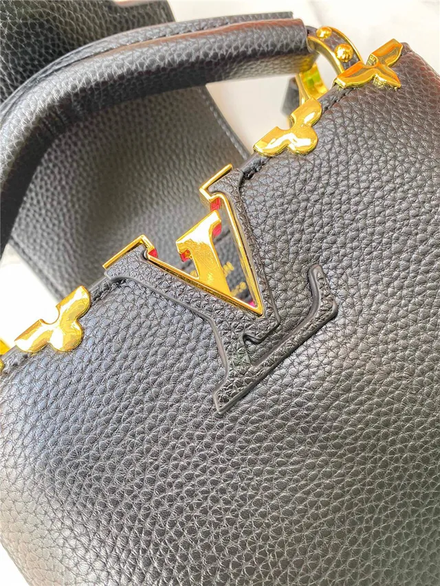 Louis Vuitton কালো গোল্ড স্ট্রাকচার্ড টপ-হ্যান্ডেল পেবল্ড লেদার হ্যান্ডব্যাগ 5