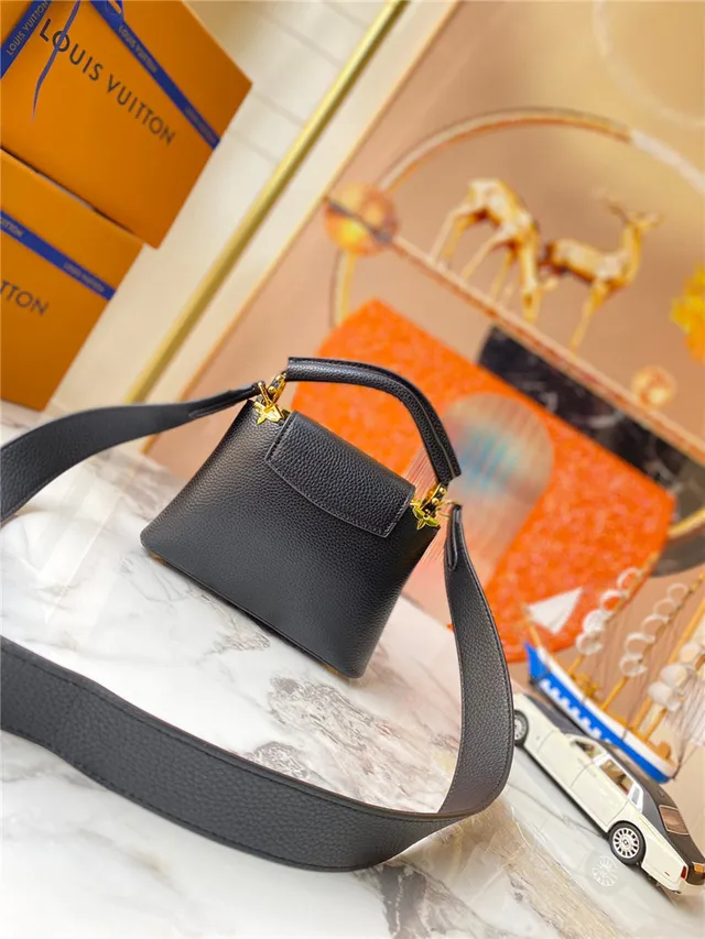 Louis Vuitton কালো গোল্ড স্ট্রাকচার্ড টপ-হ্যান্ডেল পেবল্ড লেদার হ্যান্ডব্যাগ 8