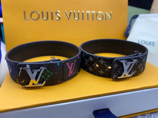 Louis Vuitton Black Multicolor Monogram-Coated Silver-Tone LV Buckle Leather Belt 1